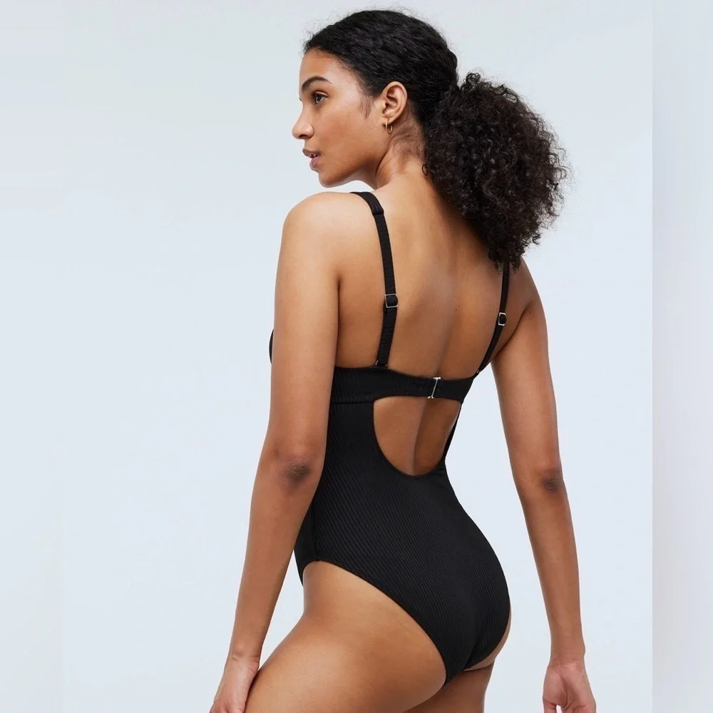 NWT Madewell Ribbed Underwire Open-back One Piece Suit